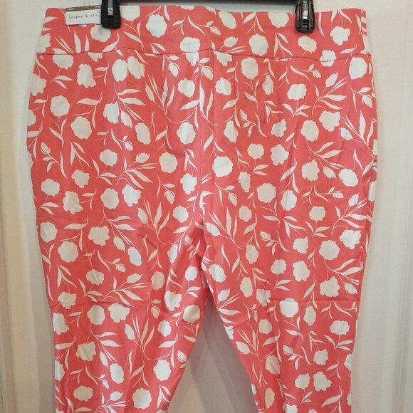 Cooper & Ella Pull On Cropped Pants Womens Plus Size 22W Coral/White NWT - Picture 5 of 10